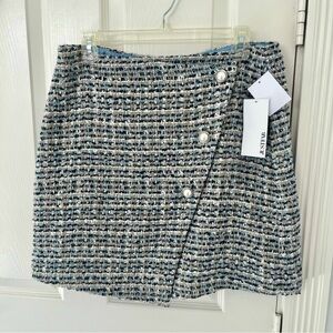 NWT JUSTFAB Stylish Multicolor Tweed Skirt with Pearl Buttons | Large